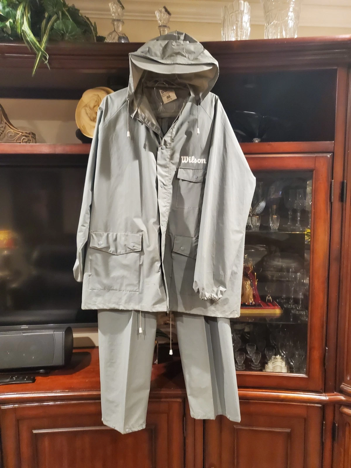 Wilson Men's Rubberized Ultra-Lite Rain Suit Hooded Jacket & Pants Size L
