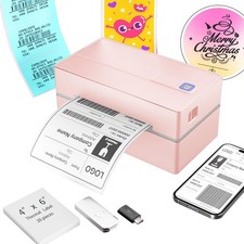 Thermal Shipping Label Printer 4x6 Bluetooth thermal printer labels, Pink