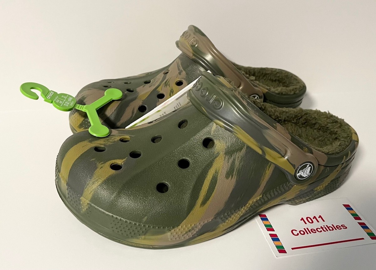 Crocs Ralen Lined Clogs Army Green Marbled Camo Shoes Men Women