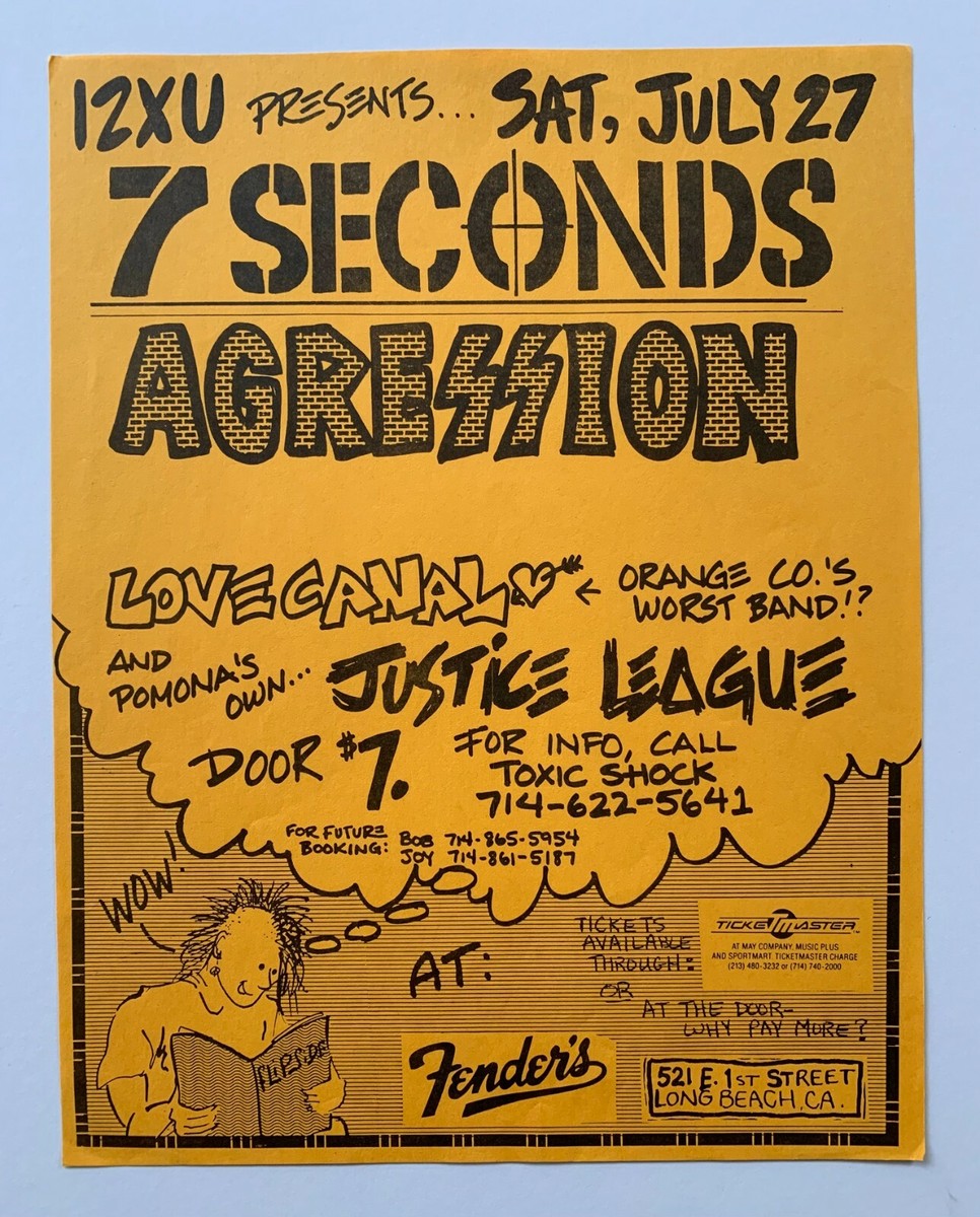 7 Seconds Agression Flyer Minor Threat Skate Punk Hardcore Poster