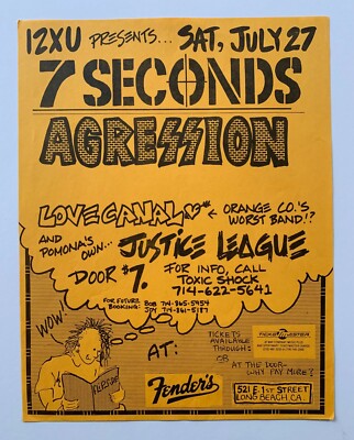 7 Seconds Agression Flyer Minor Threat Skate Punk Hardcore Poster