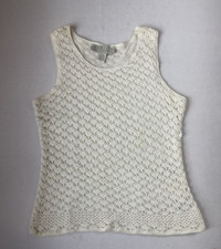 vtg Crocheted Sleeveless top cream  Boho Chic Festival Cottagecore costal Y2k M