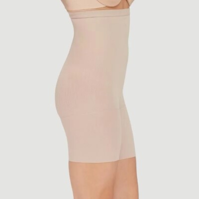 SPANX Shapewear High-Waisted Mid-Thigh Shaper Size 2 Nude Beige Slimming Comfy