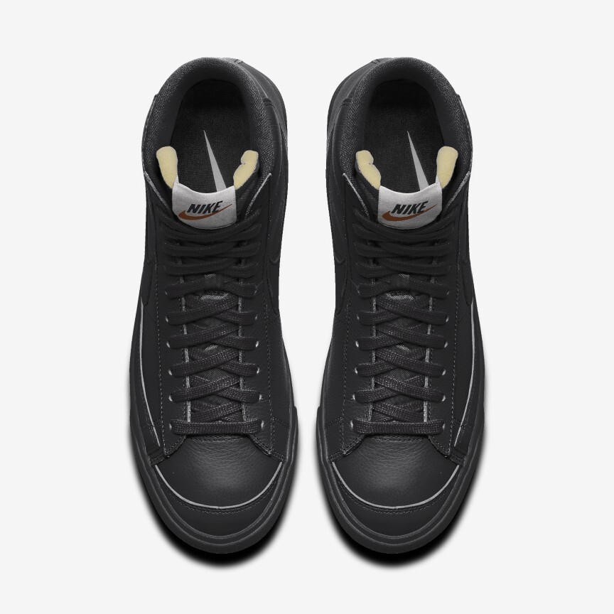 Men's Nike Blazer Mid '77 Leather Triple Black Shoes All Sizes Classic eBay