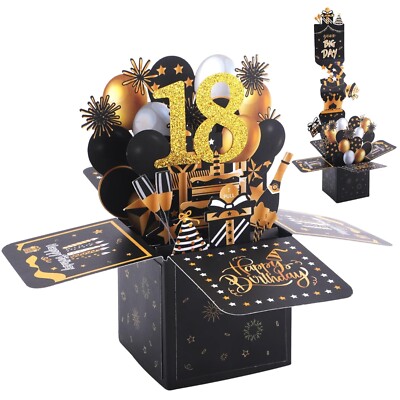 18. Geburtstagskarte Pop Up, Ziehbar 3D Geburtstag Karte Mit Umschlag, Happy Bir