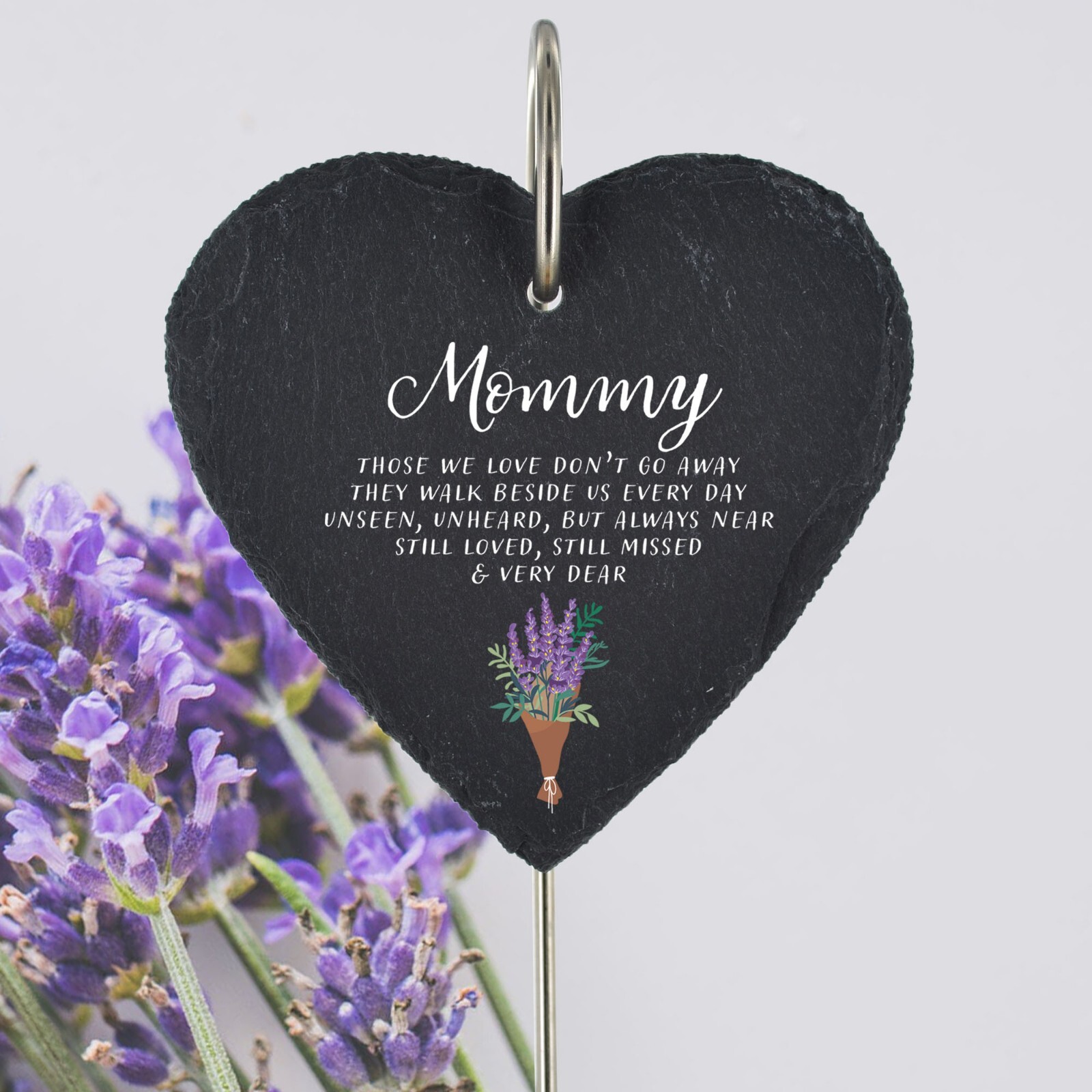 Mommy Grave Stick Marker Lavender Those We Love Memorial Slate Heart Memorial