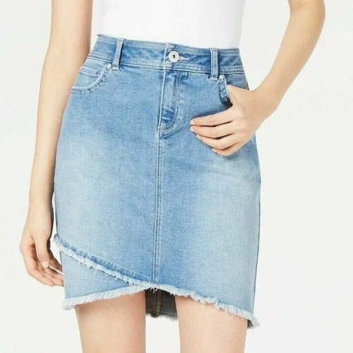 Inc International Concepts | Denim Frayed Trim Tulip Hem Skirt Indigo Size 14