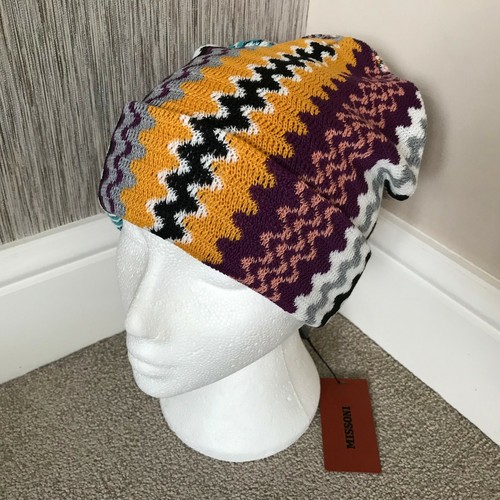 MISSONI BEANIE HAT MULTICOLOUR ZIGZAG 