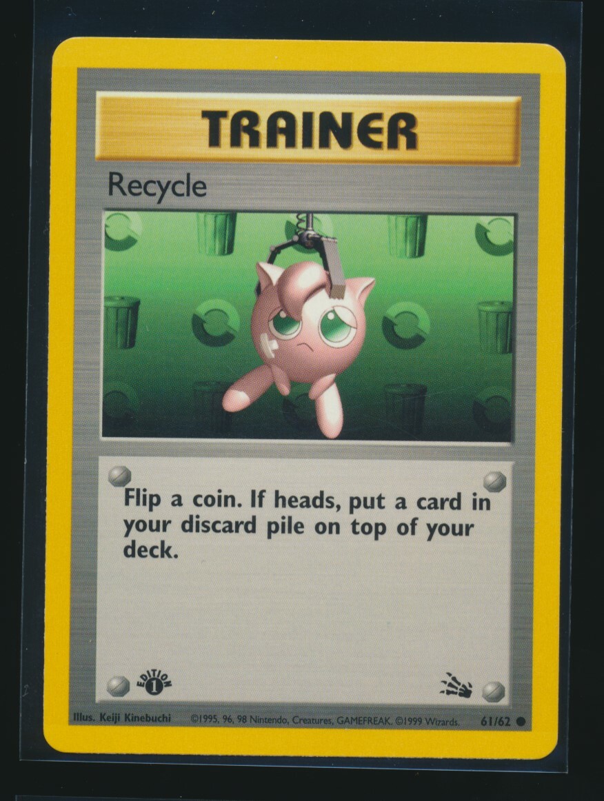 1999 Pokemon FOSSIL (WOTC) -#61 Trainer: RECYCLE (Jigglypuff) *1st