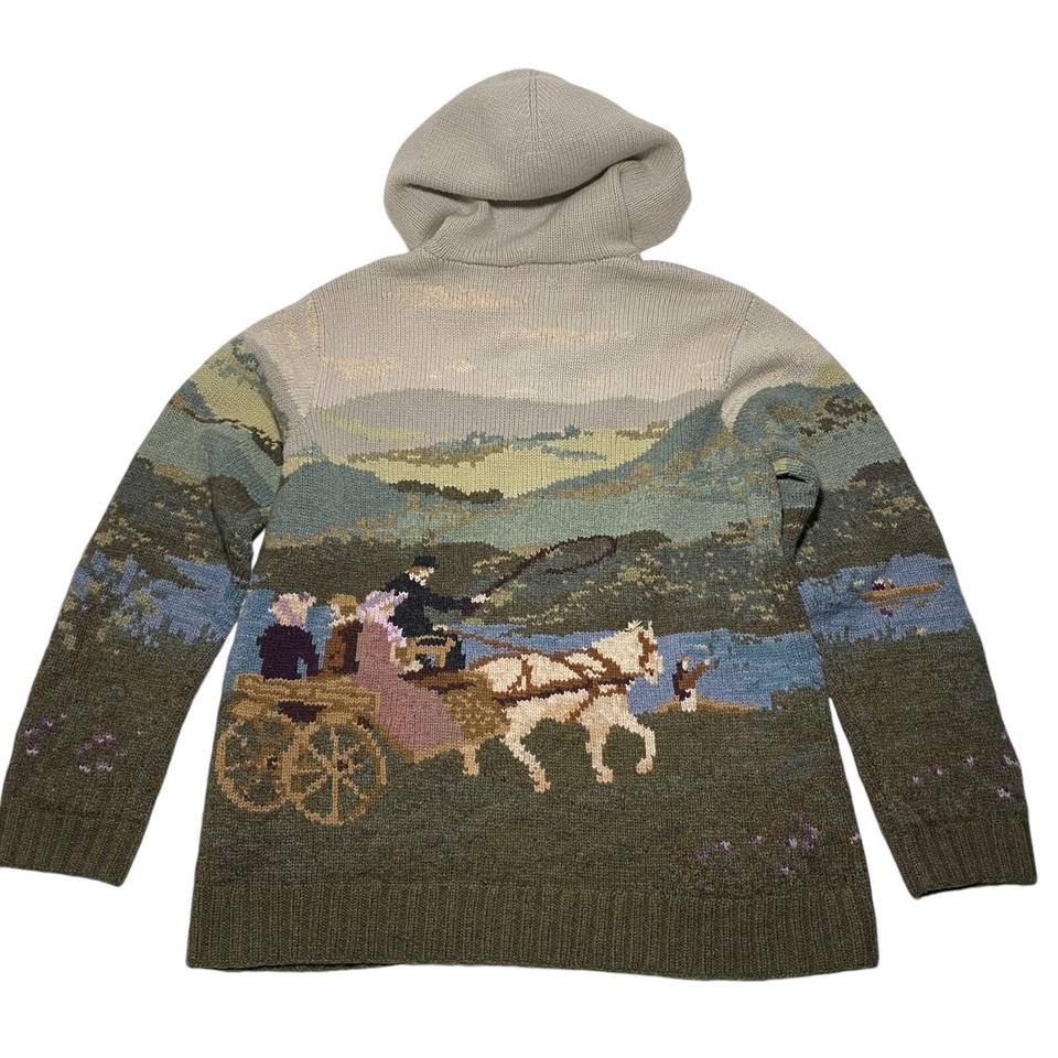 Vintage Rare Lauren Ralph Lauren Hunting Dog Country Hand Knit Sweater