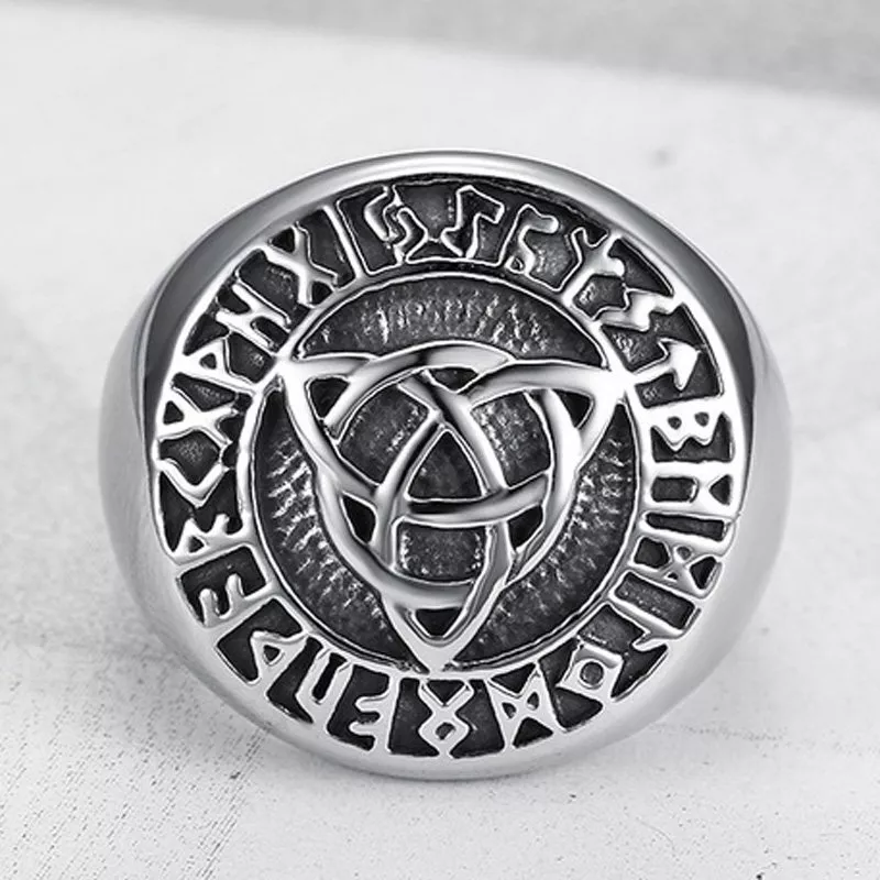 MENDEL Mens Viking Rune Celtic Irish Trinity Knot Ring Stainless Steel Size 7-15 - Image 3 of 4