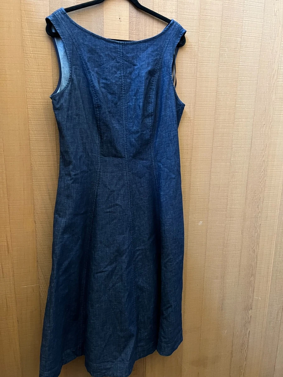 Boden 14 14r dress Tamara modest Chino Blue Denim Sleeveless Tunic