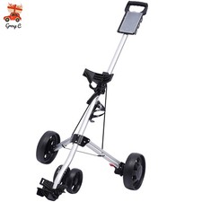3 Wheel Golf Push Cart Lightweight Push Pull Golf Cart Trolley Sturdy Foldable
