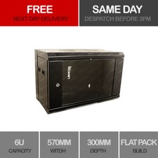 6U Server Rack Network Cabinet 19 inch 570 x 300mm Black