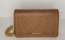 Brand New Authentic Miu Miu Madras Lux Brandy Clutch / Crossbody Purse 5bp006