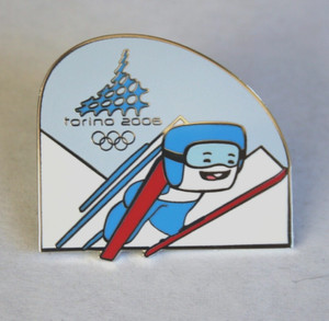 TORINO 2006 SKI JUMPING MASCOT OLYMPIC PIN - "GLIZ"  /  WINTER OLYMPICS