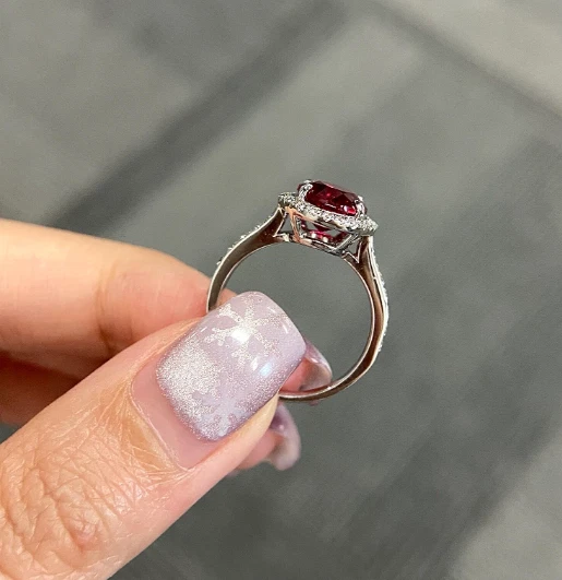 3.58 Ct Oval Cut Certified Natural Ruby Diamond Ring 14K Solid White Gold Size 6 - Image 2 of 4