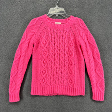 Crewcuts Sweater Girls 14 Hot Pink Cable open Knit Bobble Crewneck Long Sleeve
