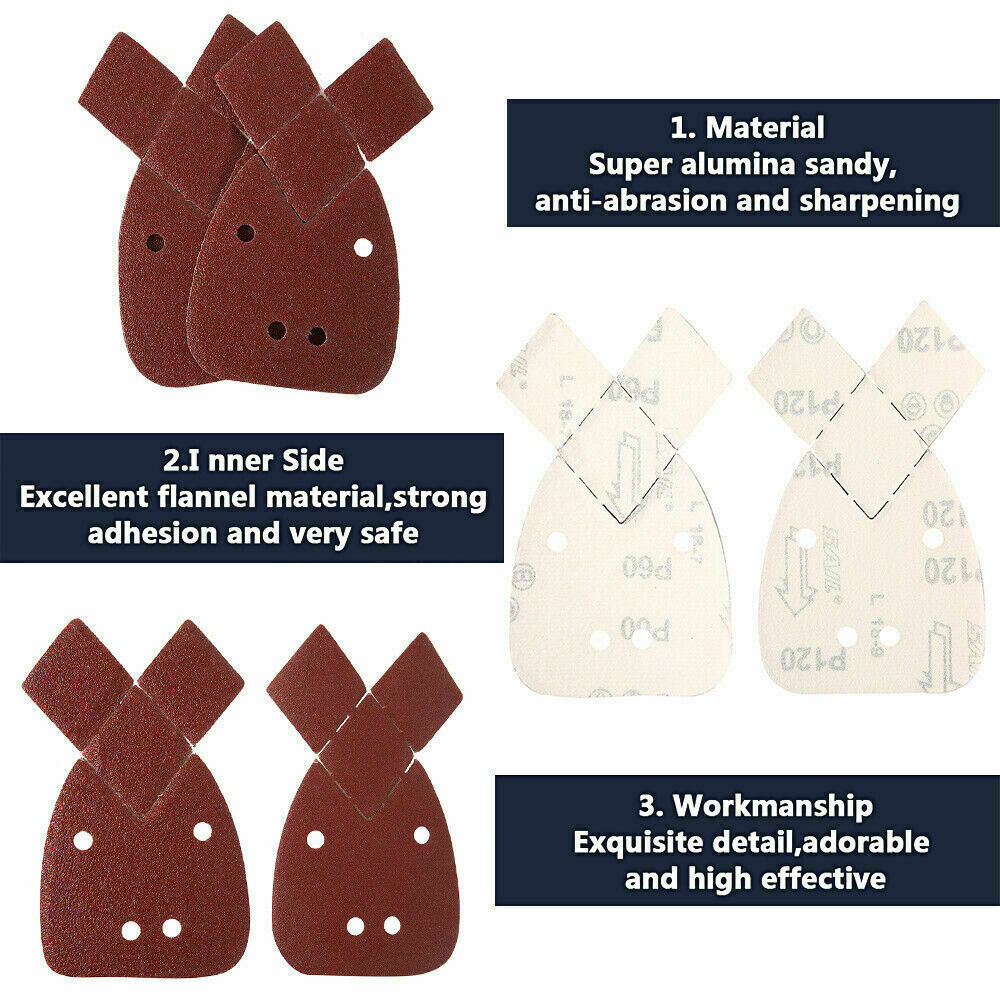 40x Mouse Sanding Sheets To Fit Black and Decker Palm Sander 40/60/80