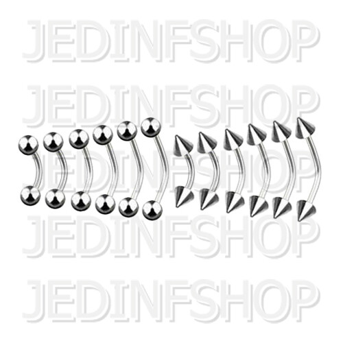 Curved Barbell Bananenstange | 1,6 mm (14 g) - 12 mm | Edelstahl - Kugeln Spikes - Bild 1 von 1