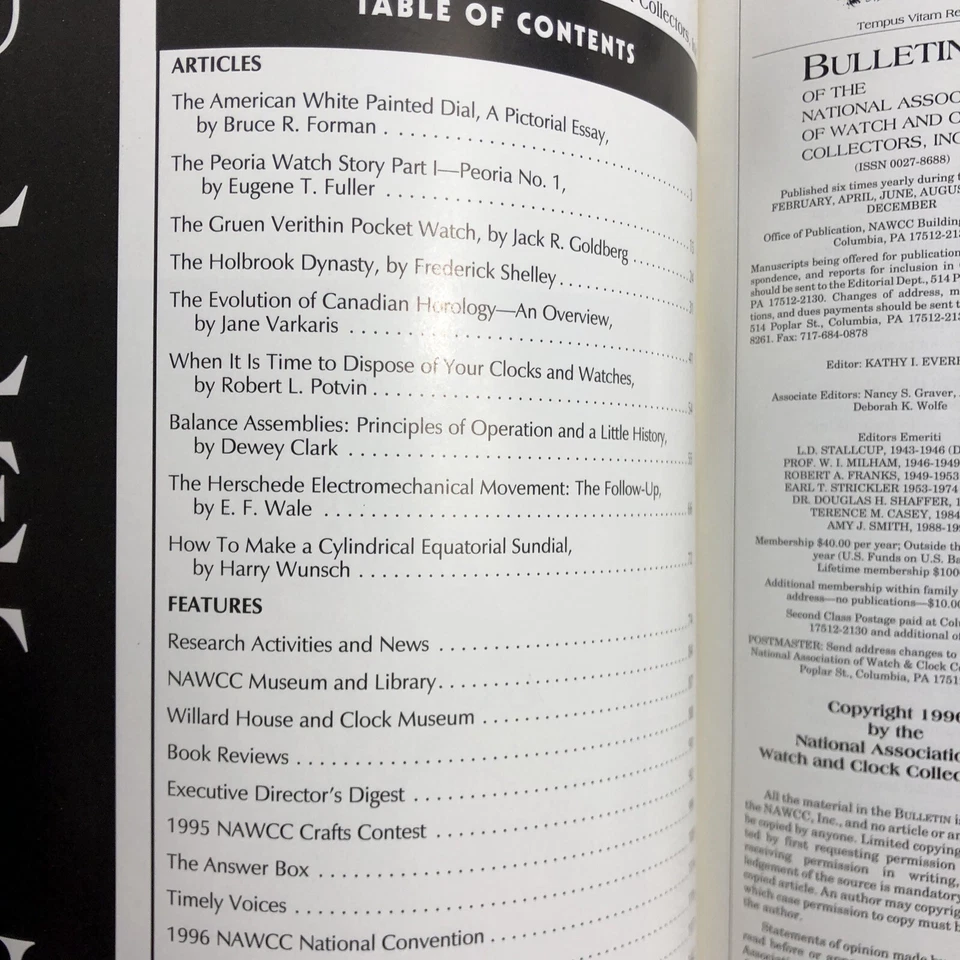 Reloj Bolsillo Americano Cuadrante Pintado Blanco Gruen Verithin etc NAWCC Febrero 1996 Foto 4 de 4