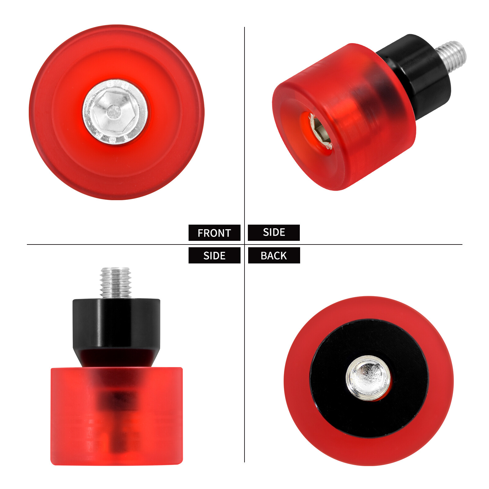 F&R Crash Bar Guard M12 Red Bars Screw End Cap Bolt Ball Fit For Harley Touring