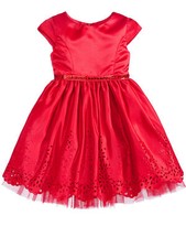 Sweet Heart Rose 3T Red A-Line Dress Laser Cut Skirt Belt Detail Girls