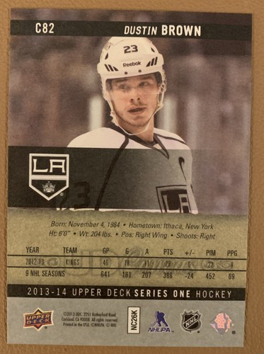 2013-14 upper deck series two Canvas Dustin Brown #C82 - Picture 2 of 2