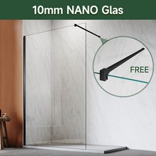 Walk in Dusche Duschabtrennung Schwarz Duschwand 10mm NANO Glas 120x200cm 