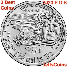 2023 PDS Edith Kanakaʻole American Women Hawaiian Quarters Best 3 P D S