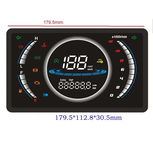 12V Universal Adjustable LED Digital RPM Dashboard With Temperature Gear 199km/h - Picture 3 of 8