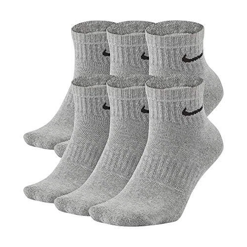 Nike Everyday Cushion Ankle Training Socks 6 Pair, Dark Grey Heather/Black, L