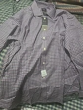 Jos A Bank Traveler Dress Shirt Mens XL Check Travel Tech Tailored Fit NWT $45