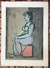 Fernando Rivero Serigraph Classical Seated Wise Lady Puerto Rico Spain Print