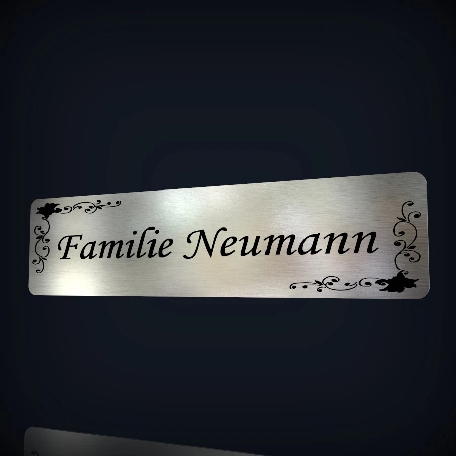 EDELSTAHL NAMENSSCHILD FÜR TÜR, KLINGEL ODER BRIEFKASTEN MIT LASERGRAVUR