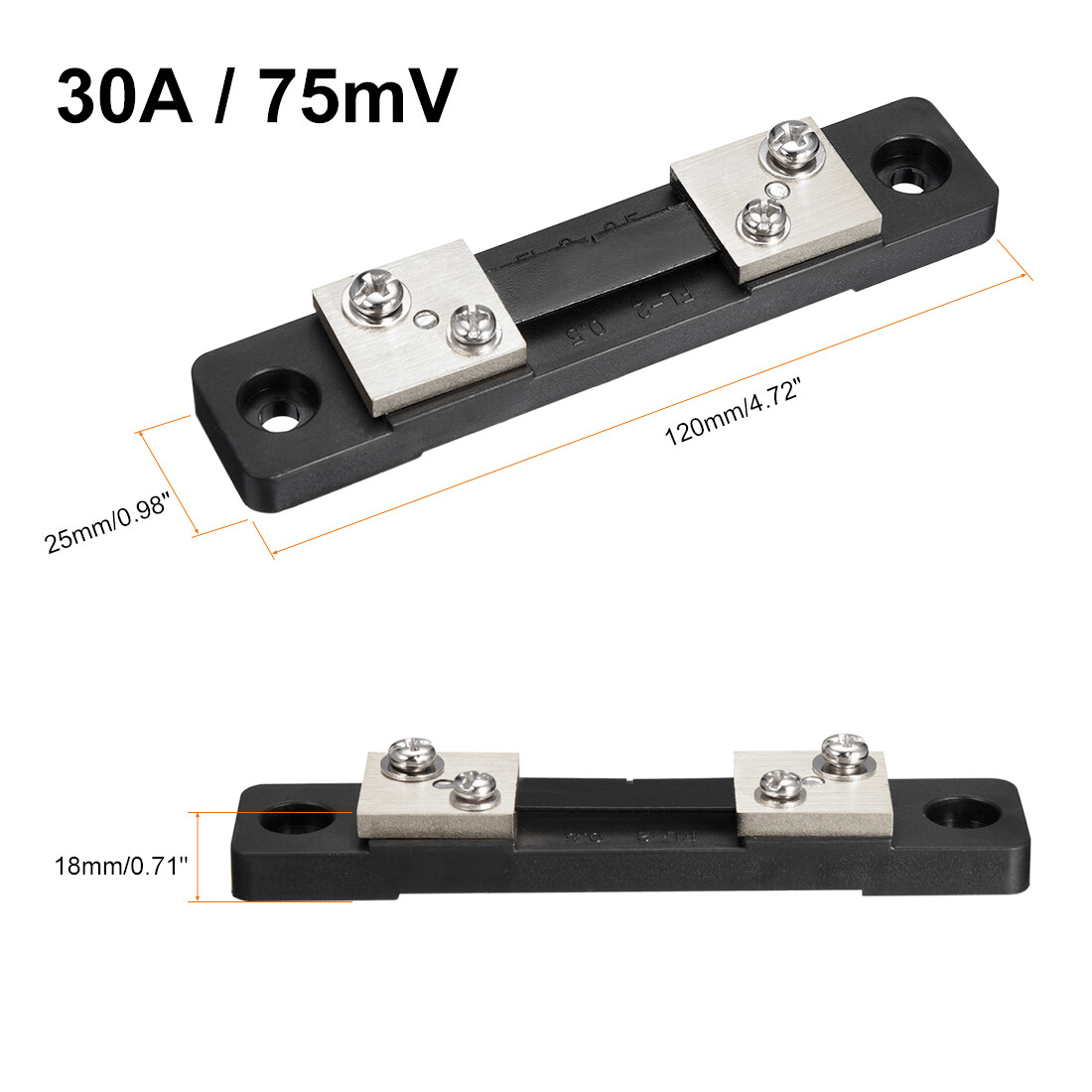 Electrical Testing Shunt DC Current Shunt Resistor For Amp Meters - 10A 20A 30A 50A 100A 75mV (Ammeter Panel Use) Panel Amp Meter Shunt