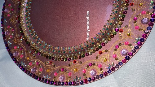 Mendhi thaal henna Asian Wedding candles thaal pink gold Pakistani Wedding - Picture 11 of 14