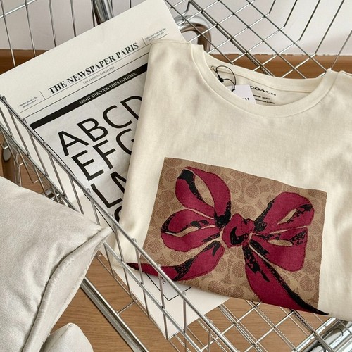 NUEVO CON ETIQUETAS COACH Camiseta para mujer Bowknot algodón orgánico - Imagen 4 de 6