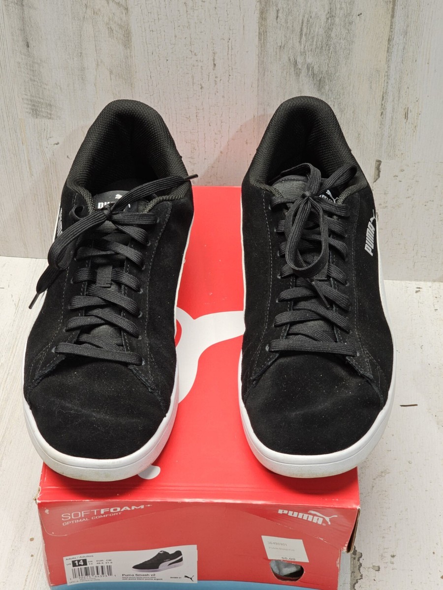 PUMA Smash V2 Black and White, Leather Sneakers, Suede