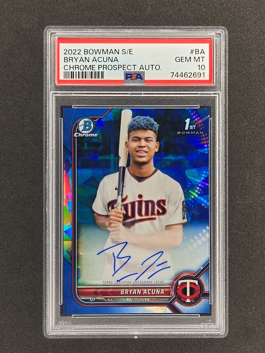 2022 Bowman Chrome Bryan Acuna 1st Sapphire Refractor Auto PSA 10 GEM MINT Nats