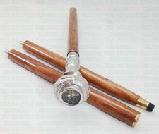 NEW DESIGNER COMPASS KNOB HANDLE WOODEN WALKING STICK VICTORIAN CHRISTMAS GIFT