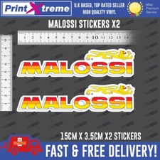 2x MALOSSI Full Colour Decals Stickers, Gilera, Vespa, Italjet, Sym, Speedfight,