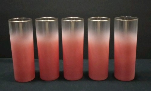 5er Set Blendo Matt Longdrinkgläser Pastell Rosa 🩷 Goldrand Cocktails MCM - Bild 2 von 9