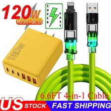 120W Fast Type C Wall Charger , 4-In-1 60W Super Fast Cable For Cell Phone iPad
