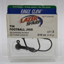 Eagle Claw Lazer Sharp Tin Football Jigs NLFTJ316-4/0 3/16oz 4/0 3 Pack
