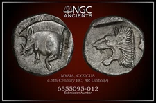 Ancient greek coins NGC AU Mysia. Kyzikos circa 525-475 BC. A1075