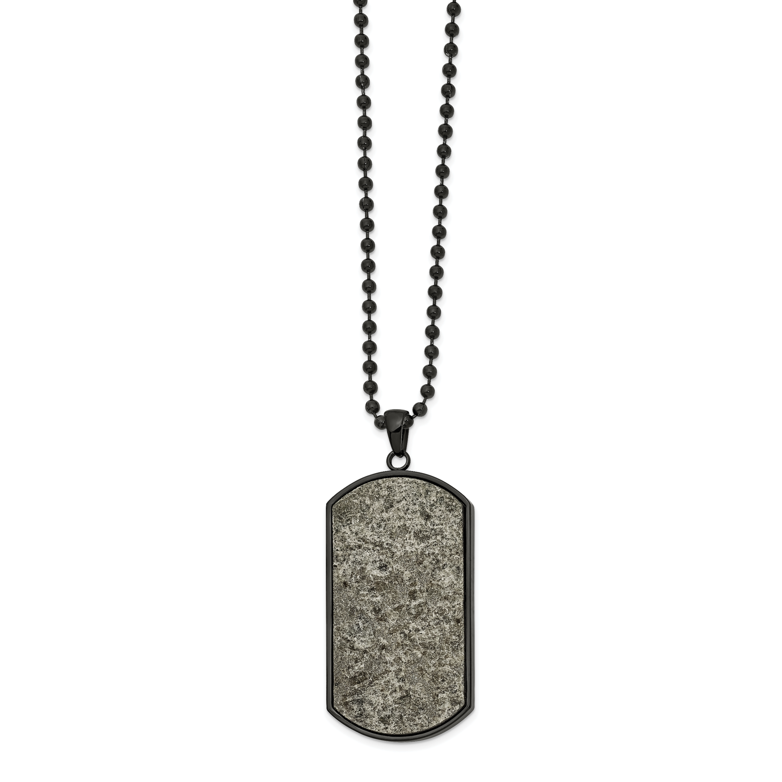 Solid Chisel Stnls Steel Black Rock Dog Tag Ball Chain Necklace 24