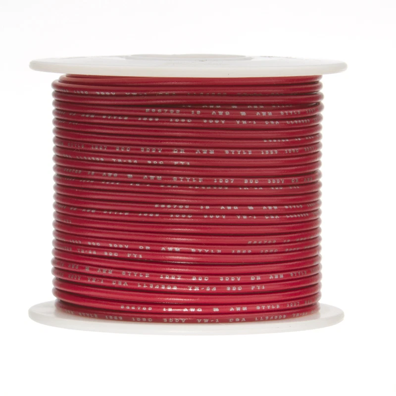 REMINGTON INDUSTRIES 18 AWG Gauge Solid Hook Up Wire Red 100 ft 0.0403" UL1007 300 Volts
