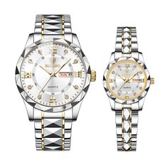 Couple Business Men Women Stainless Steel Quartz Wrist Watch Waterproof Luminous