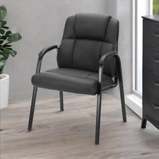 Big&Tall 400lb Guest Chair with Leather Padded Arm Rest for Waiting Room Recepti